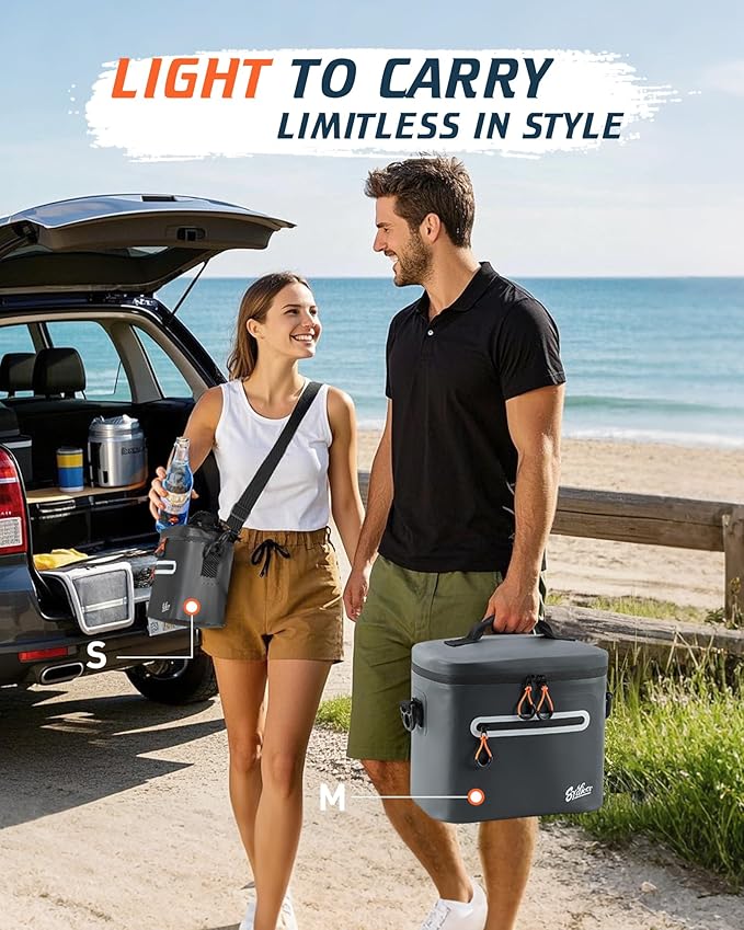 Soft-Sided Cooler Bag, 7/16/30 Can Insulated Lunch Box, Waterproof, Leak-Proof, Portable Lunch Bag for Work, Beach, Drink, Travel, Camping, Picnic