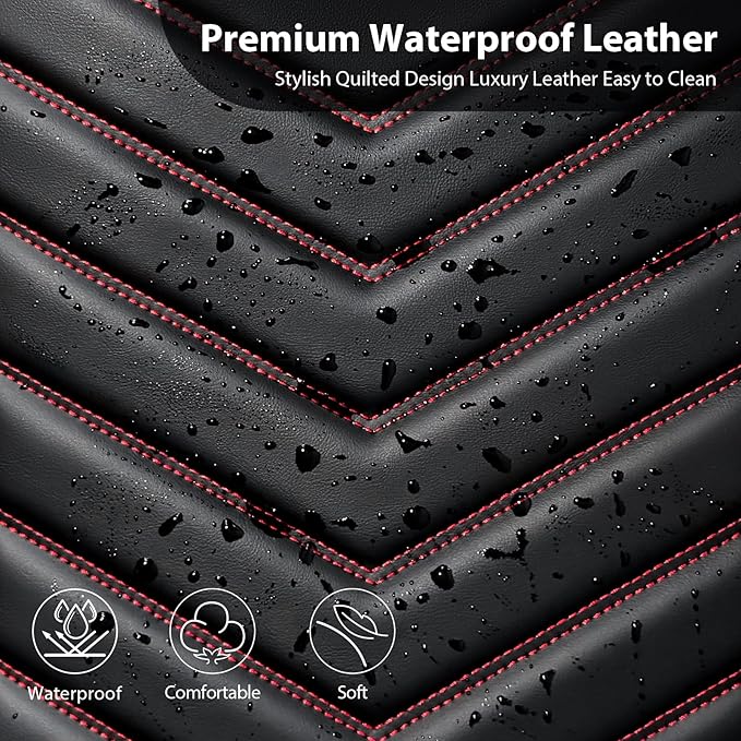 CAR PASS 3D Foam Faux Leather Car Seat Covers Front Seats,Waterproof Leather Front Seat Cover for Car,Universal Fit for SUV Truck Sedan Automotive,Armrest Airbag Compatible Anti-Slip, Black and Red