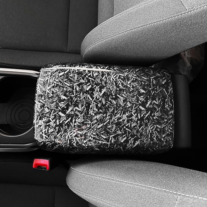 ABS Car Central Console Armrest Cover Armrest Cushion Cover Center Console Box Pad Compatible with Kia K4 2025 2026 Accessories (Forged Black Style)