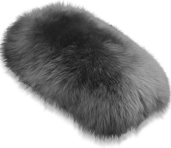 Andalus Brands Pure Australian Sheepskin Fluffy Car Center Console Cover, Luxurious Non-Shedding Furry Arm Rest Cover for Car, Versatile for All Seasons, Charcoal Grey - (11.47" X 6.3")