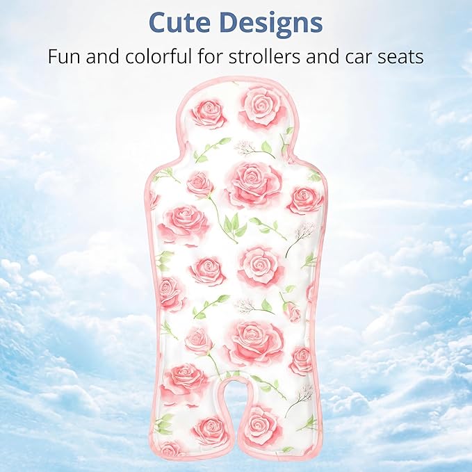Pinkunn Gel Car Seat Baby Cooling Pad for Summer Breathable Stroller Cooler Pad Multifunctional Carseat Cooling Mat for Baby Child Dining Chair Safety Seat Stroller(Pink,Flower)