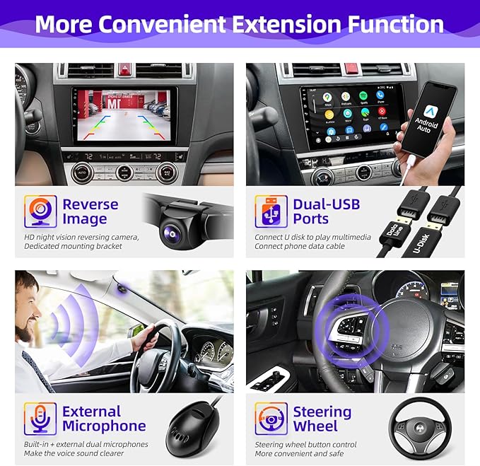 Android Car Radio Upgrade Compatible with Wireless Carplay Android Auto for Subaru Outback Legacy 2015-2019 8 Core Touchscreen Stereo Bluetooth GPS WiFi AM/FM Backup Camera Navigation Head Unit