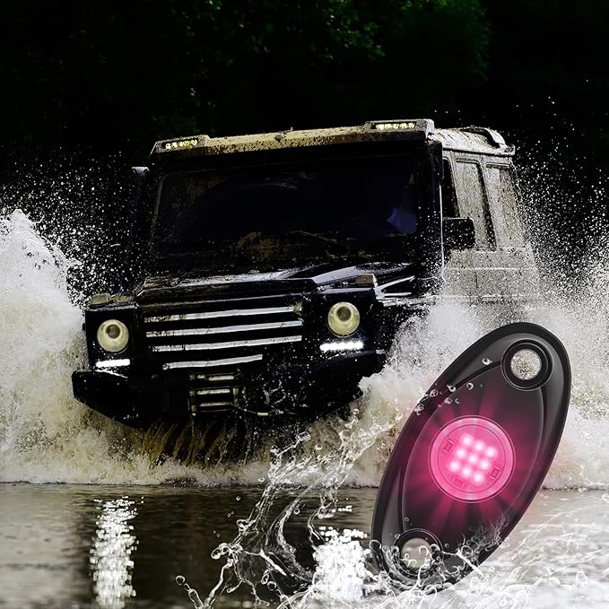 Macarrie 12 Pods Rock LED Lights for Car SUV Underglow Lights Waterproof Neon Trail Rig Lamp Lighting for Truck Motorcycle Boat ATV UTV and More(Pink)