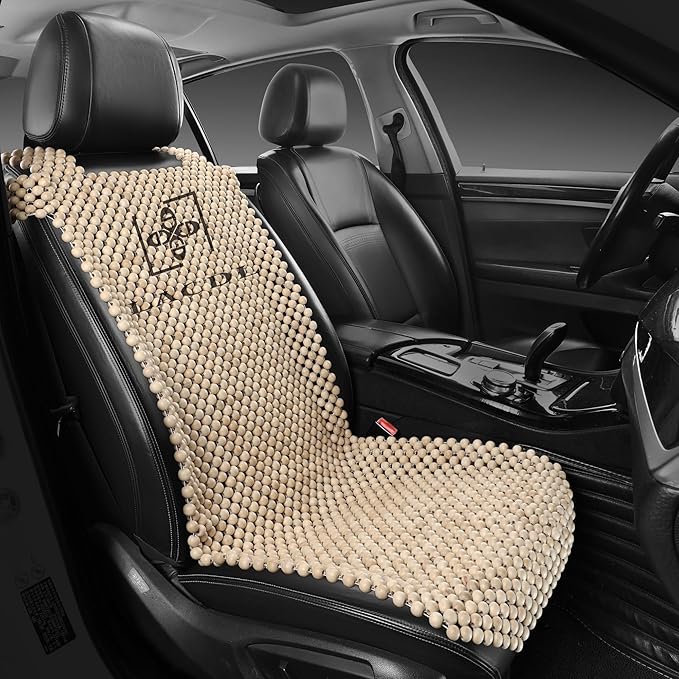 LACDL Beaded Car Seat Covers for Cars, Cooling Bead Seat Cover for Trucks & SUVs - Auto Ventilated Seat Cooler Pad, Natural Wood Breathable Beads - Sweat Protector for Summer, Burlywood