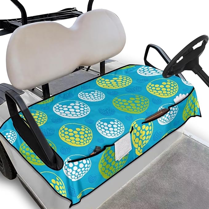 Biyejit Golf Cart Seat Covers with 4 Pockets Golf Cart Seat Towel Blanket Fits 2-Seat Golf Carts, Golf Cart Accessories