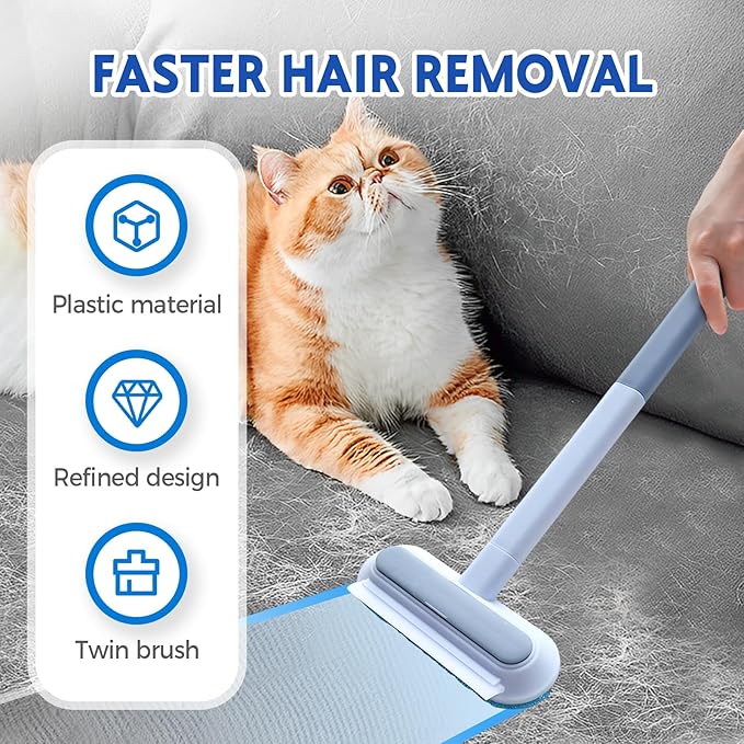 2025 New Pet Hair Remover, 4 in 1 Pet Hair Removal Tool for Couch Carpet Furniture, Multifunctional Double Sided Dogs Cats Hair Removal Brush, Reusable Cleaning Brush for Window (3 Pc)