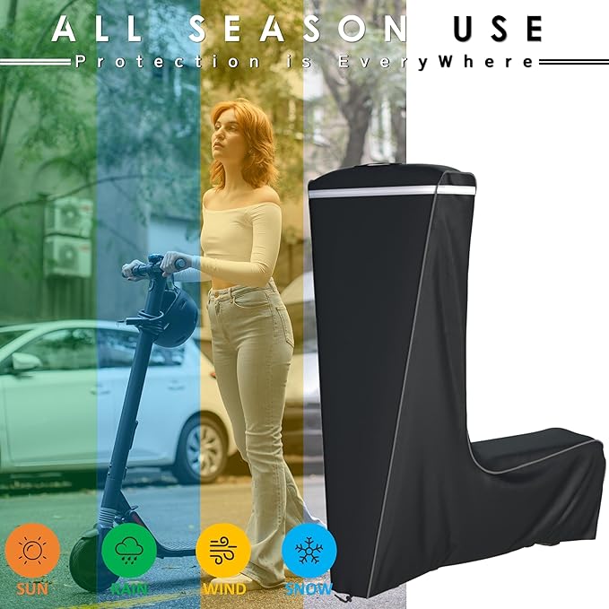 Electric Scooter Cover Rainproof for Outdoor Use - All Weather Protection Anti-UV, Universal Fit Adults Kids E-Scooter Accessories, with Dustproof Bag, 61x30x53 Inch