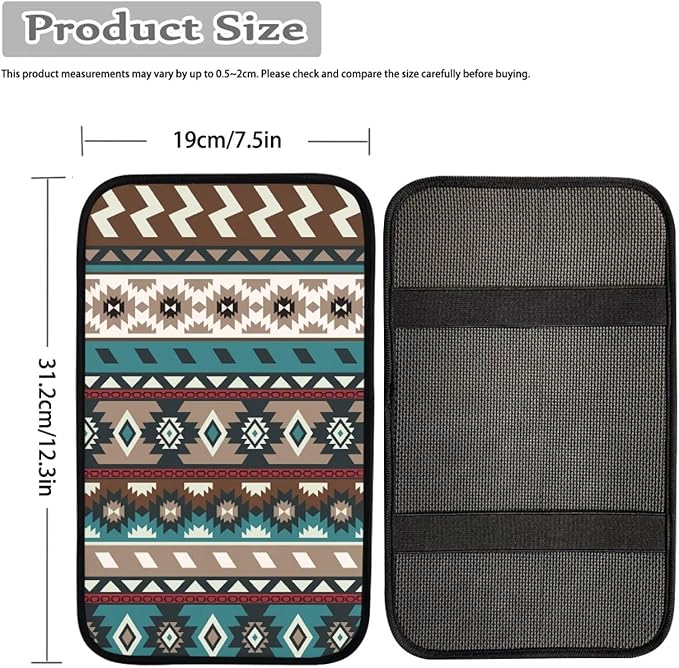 Aztec Print Auto Armrest Seat Box Cover Protector Decorative Dust-Proof Car Center Console Armrest Cushion Cover Pad, Car Accessories for Most Vehicle