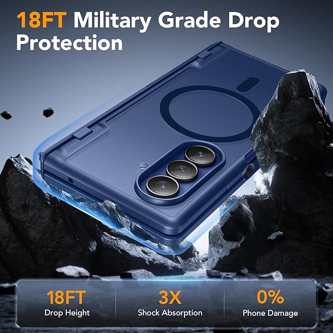 MOBOSI Magnetic for Z Fold 7 Case with Privacy Screen Protector, Samsung Galaxy Z Fold7 Cover[Compatible with Magsafe & Full Body Hinge Protection] Shockproof Phone Cases for zfold 7, Deep Blue