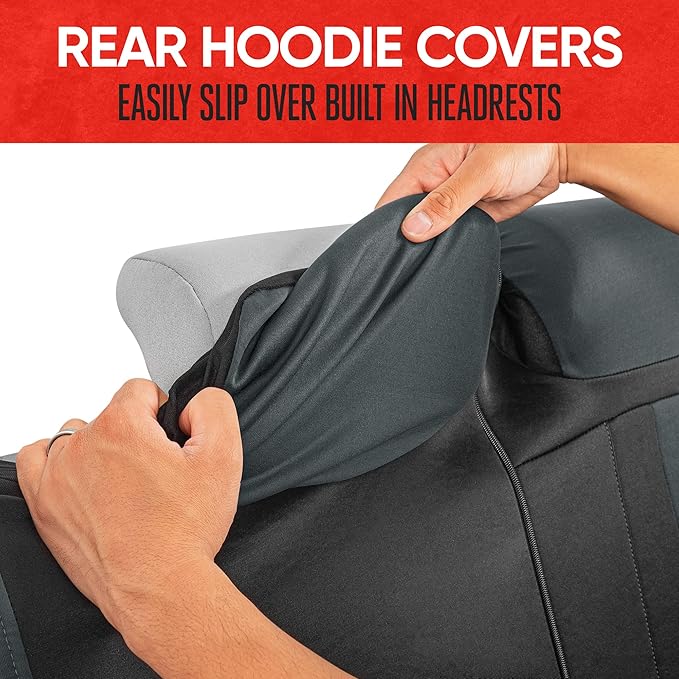 Motor Trend Black & Gray Car Seat Covers Full Set – Front Seat Covers & Rear Bench Seat Cover – Airbag Compatible, 60/40 Split Bench for Smaller Trucks, Cars & SUVs – Automotive Interior Accessories