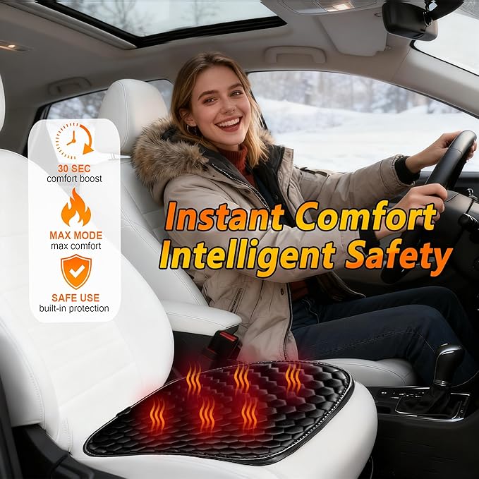 Soft Plush Seat Cushion, Comfortable Seat Cover with Full Back Support, Universal Fit Car SUV Truck RV Van (Black)