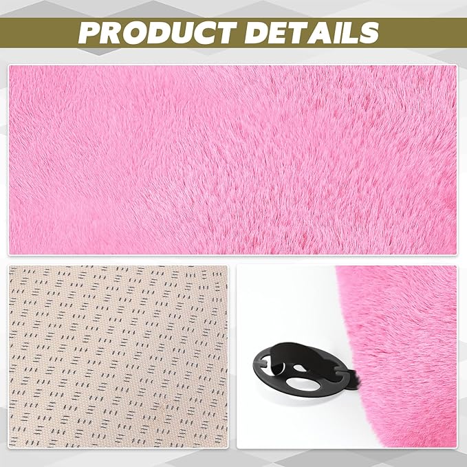 wuyaoyao Sheepskin Car Seat Cushion, Soft Comfort Fur Wool Car Seat Covers, Winter Warm Auto Front Seat Cushion Pad, Fuzzy Seat Bottom Protector Universal for Vehicle Office Chair (Pink)