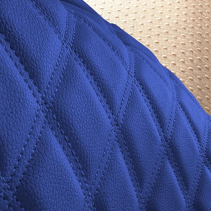 FH Group Car Seat Cover Cushion - Cars Trucks SUV, Faux Leather Car Seat Cushions, Waterproof Car Seat Cover Cushion, Universal Fit Car Seat protector Rear Set Blue