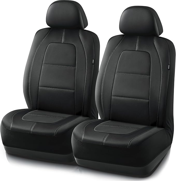 Road Comforts Car Seat Cover, Front Leather Car Seat Covers, Automotive Low Back Sport Car Seat Covers, Airbag Compatible, Universal Fit for Most Cars, SUVs, Trucks and Vans