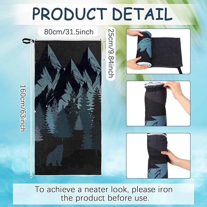 Hahafelt Car Seat Towel Covers Christmas Car Accessories Gifts Athletic Running Towel Performance Microfiber Post Workout Sweat Washable Cover Non Slip for Seat Outdoor Sport(Bear Ridge)