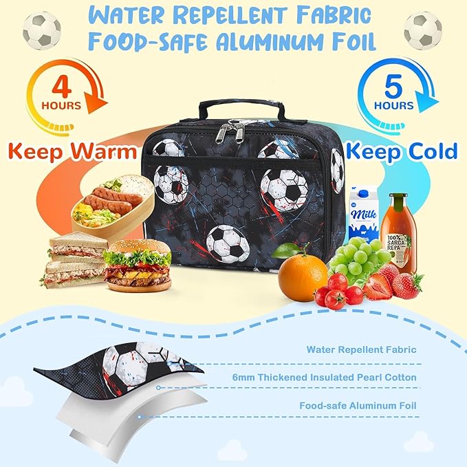 CAMTOP Lunch Box Kids Boys Insulated Lunch Cooler Bag Reusable Lunch Tote Kit for School Travel