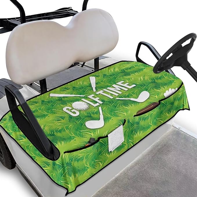 Biyejit Golf Cart Seat Covers with 4 Pockets Golf Cart Seat Towel Blanket Fits 2-Seat Golf Carts, Golf Cart Accessories
