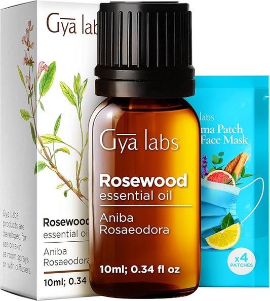 100% Pure Rosewood Essential Oil - 0.34 Fl Oz - Rosewood Oil for Hair, Skin, Diffuser, Aromatherapy & DIY Candle Making Scent