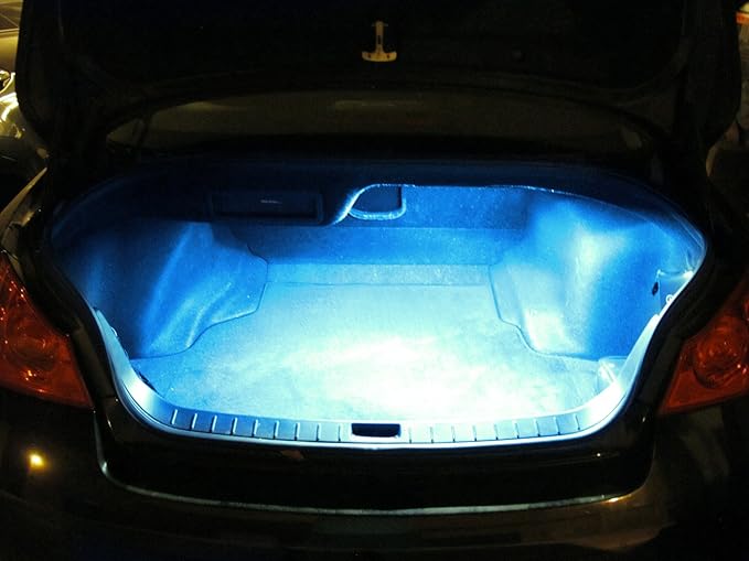 iJDMTOY 18-SMD-5050 LED Strip Light Compatible with Car Trunk Cargo Area or Interior Illumination, Ice Blue