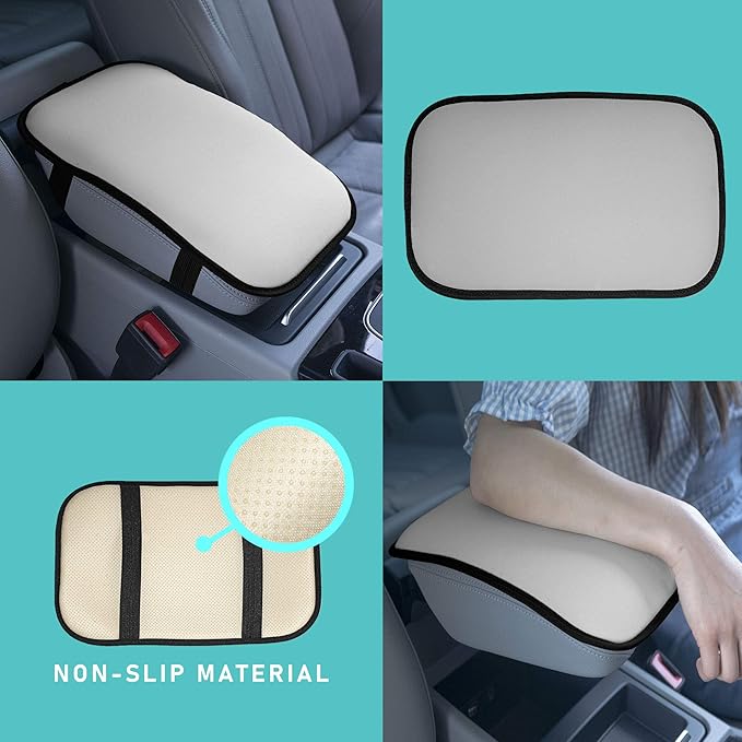 FH Group Neosupreme Gray Flat Pattern Center Console Pad – Water-Resistant Armrest Cover Protector for Cars, SUVs & Trucks