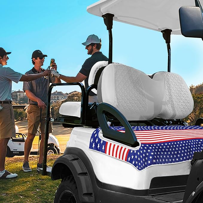 YOKYHOM American Flag Golf Cart Seat Covers for 2/4-Seater, Patriotic USA Seat Towel Blanket Keeps Seats Cool & Clean for Summer, Microfiber Fits EZGO, Club Car, Yamaha, 51"x31"