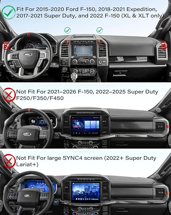 APPS2Car Magnetic Vent Mount for Ford F-150 (2015–2020), Super Duty (2017–2021) & 2022 (XL & XLT), Expedition (2018–2021), Compatible with iPhone 12-17 Series & MagSafe Case, Metal Socket Arm