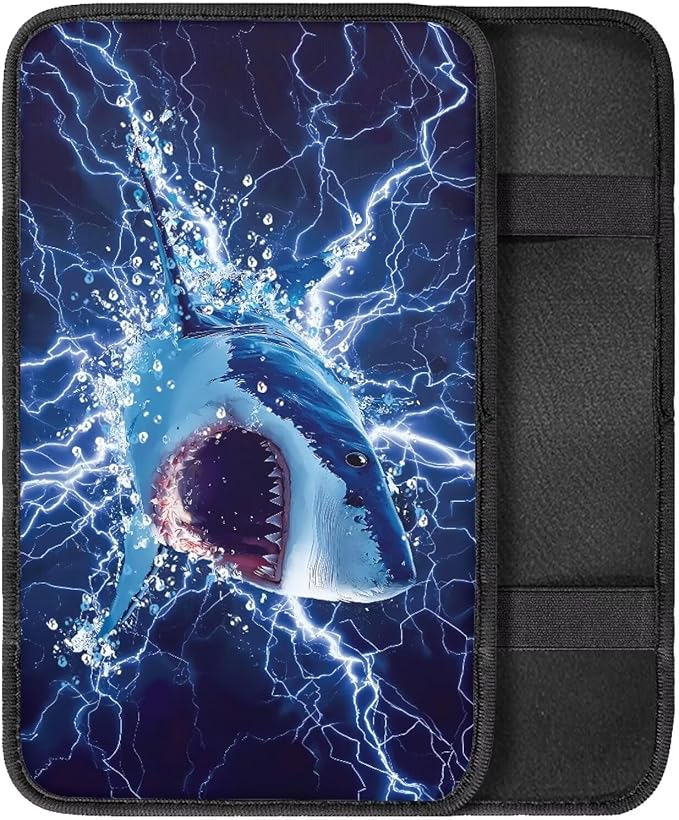 Shark Design Car Center Console Cover Armrest Pad Cover Universal Car Arm Rest Seat Storage Box Mat Non Slip Interior Accessories