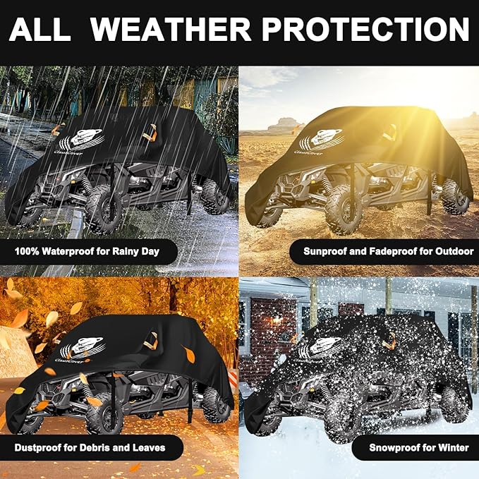 UTV Cover 4-6 Seaters Waterproof Outdoor,Side by Side Cover,Thickened 420D Oxford Cloth All Weather Protection,Compatible with Can-Am Defender MAX PRO X3 Arctic Cat Prowler Viking RZR XP,167x65x76