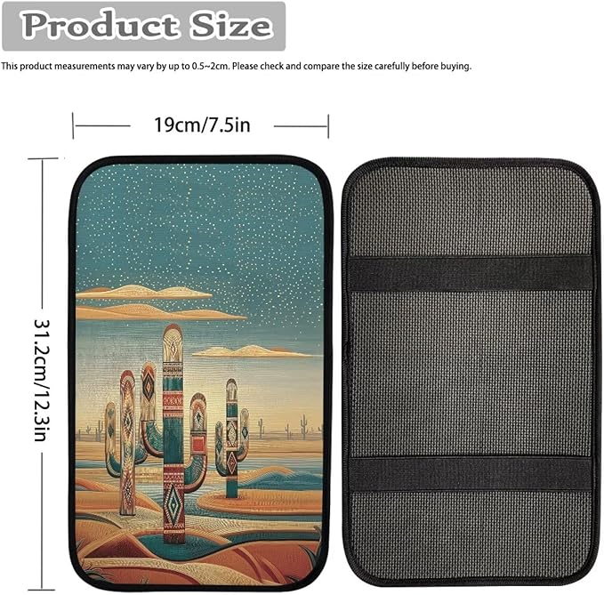 Dreaweet Western Cactus Arm Rest Cover for Car Universal Fit Southwestern Navajo Tribal Center Console Cover Scratch & Slip Resistant Armrest Cover for Car Truck SUV Sedan