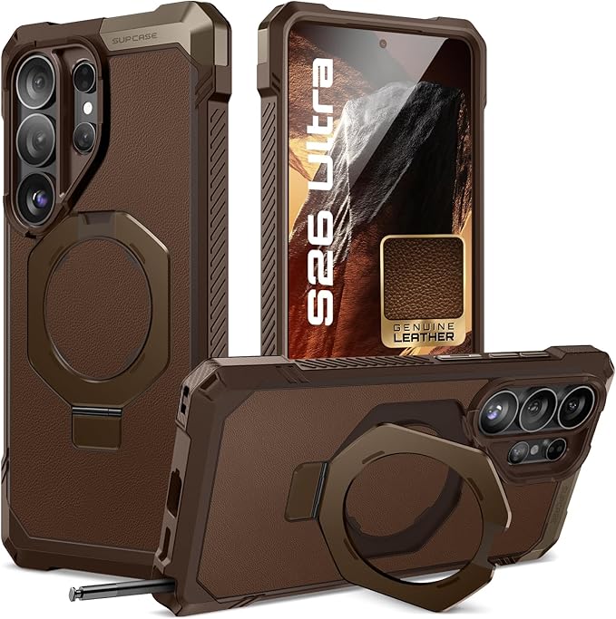 SUPCASE for Samsung Galaxy S26 Ultra Case with Kickstand (Unicorn Beetle Grip), [Wireless Charge Compatible] [Military-Grade Protection] Heavy-Duty Magnetic Phone Case for S26 Ultra 6.9 Inch, Brown