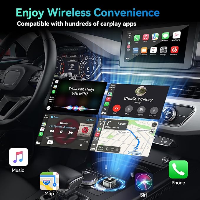 2026 Upgraded Wireless CarPlay Adapter, 2-in-1 Mini CarPlay Adapter for iPhone & Android, 3 Second Auto Stable Connection with Zero Latency, Plug & Play for 2016+ Cars with USB-A/USB-C Ports