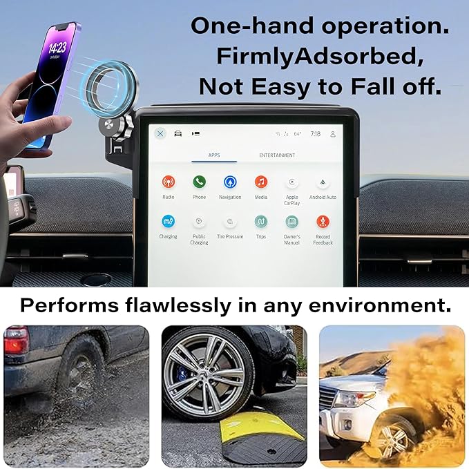 Car Phone Holder for Ford Mustang Mach-E 2021-2026 Accessories Apply to 15.5 Inch Touch Screen Fixed Clip Magnetic Cell Phone Mount Hands-Free 360 Degree Rotation