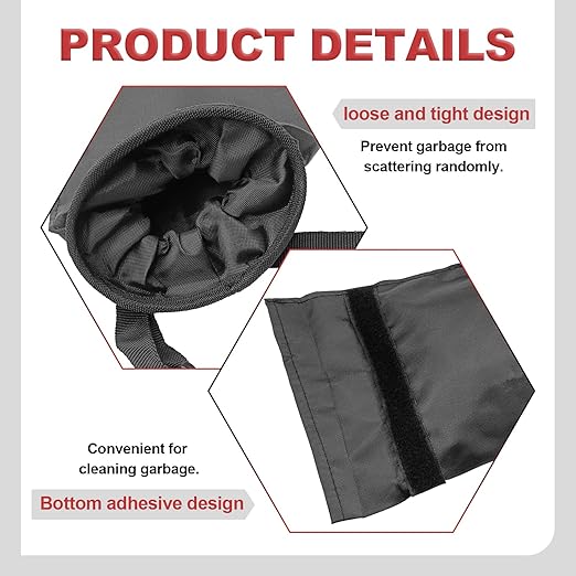 2 Pcs Car Trash Bags, Can Hanging Back Seat Car, Car Garbage Bag with Storage Pockets, Car Trash Can Washable, Car Garbage Bag for Outdoor & Travelling Vehicle Interiors (Black)