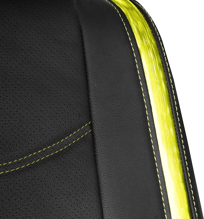 FH Group Full Set Faux Leather Car Seat Covers - Universal Fit, Low Back Front Seat Covers, Airbag Compatible, Split Bench Rear, Seat Cover for SUV, Sedan, Yellow