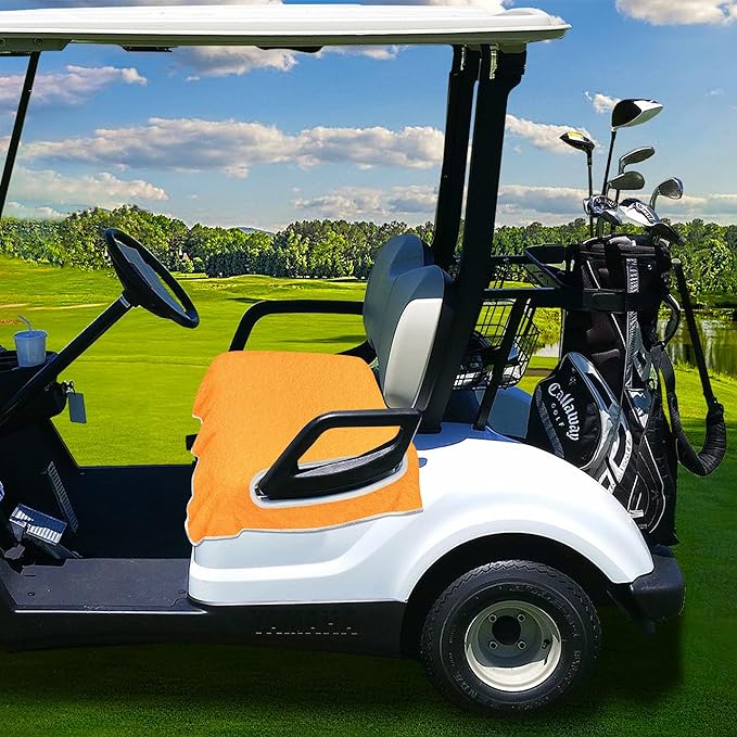 YOKYHOM Golf Cart Seat Covers for 2/4-Seater, Microfiber Seat Towel Blanket, Keeps Seats Cool, Clean & Comfortable, Fits EZGO, Club Car, Yamaha, 51"x31"