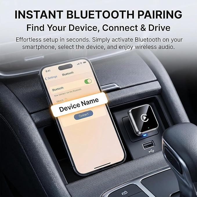 Wireless CarPlay Adapter, 2-in-1 Mini CarPlay & Android Auto Wireless Adapter, Plug & Play, Auto Connect, Car Accessories, Car Play Dongle Compatible with iPhone & Android