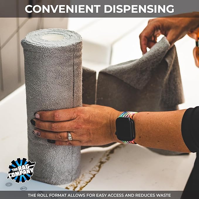 The Rag Company - Rip N' Rag Multi-Purpose Reusable Microfiber Towels for Home, Office, Garage, RV and More - 80 Count Roll - Premium 70/30 Blend - 200gsm