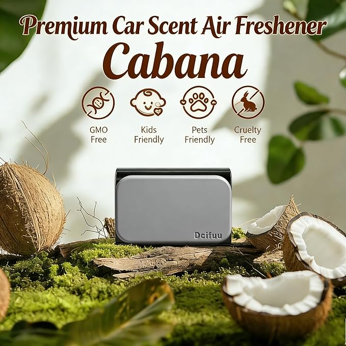 Car Air Freshener - Stone Air Freshener - Car Odor Eliminator - Long Lasting Scent - Car Scent - VISOR CLIP INCLUDED (Cabana)