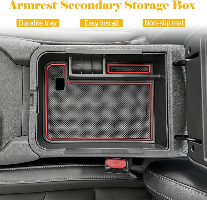 Center Console Organizer Tray Compatible with Nissan Sentra 2020 2021 2022 2023 2024 2025 Accessories, Middle Console Organizer for 2020-2025 Sentra Armrest Storage Box Coin Holder, red trim