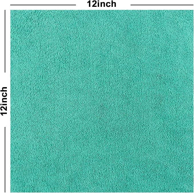 Tricol Clean 50PK Profesional Resuable Lint Free Microfiber Edgeless Cleaning Cloth Cleaning Rags,Absorbent Microfiber Wipes for Housekeeping, Car Cleaning（12 * 12 Inches）（ Green 1）
