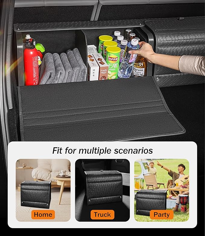 Trunk Organizer for suv,car storage organizer,lid Box,PU Leather & PP Honeycomb Board,Fixed with screws extremely sturdy,Collapsible and Adjustable,15''L x 13''W x 12.4''H,2K inches³(size B)