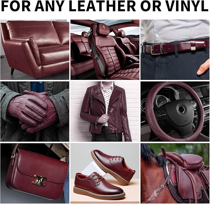 Leather Recoloring Balm, 12oz Large Size Leather Dye, Color Restorer, Scratch Repair, Furniture & Couch Restorer Kit, Repair Kit for Furniture(Maroon)