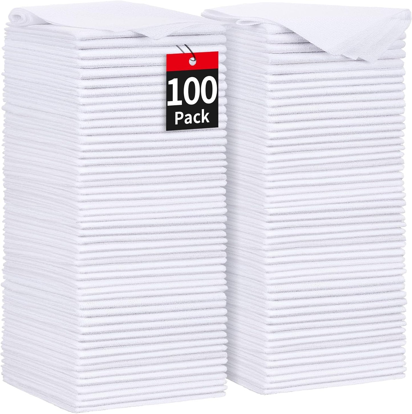 HOMERHYME White Microfiber Cleaning Cloths, 100 Pack Shop Towels Rags, Bulk Absorbent Lint-Free Detailing Cleaning Rags Microfiber Towels for Car Mechanic Automotive Garage Housekeeping, 11.5"*11.5"