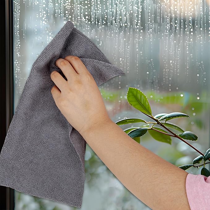 CARTMAN 60 Pack Microfiber Cleaning Cloth, Reusable Tear Away Towels Roll, 12"x12", Multi-Purpose Microfiber Towels Cleaning, Lint Free, Absorbent Cleaning Rags for Kitchen, Car, Glass (Grey)