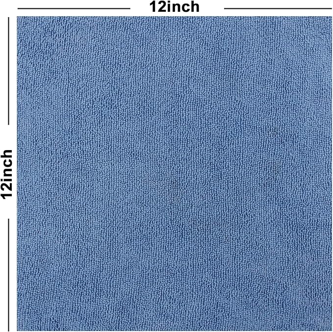 Tricol Clean 50PK Profesional Resuable Lint Free Microfiber Edgeless Cleaning Cloth Cleaning Rags,Absorbent Microfiber Wipes for Housekeeping, Car Cleaning(12 * 12 Inches) (blue1)