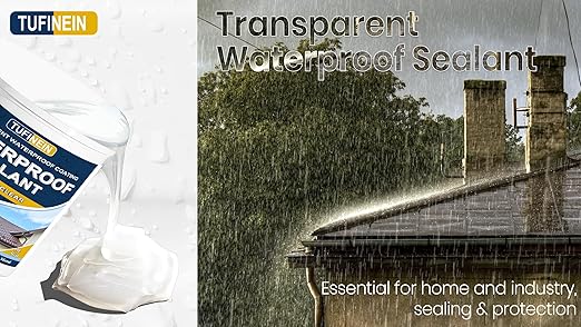 Waterproof Sealant 5 Gallon Clear, TUFINEIN Transparent Waterproof Coating Water-Based Invisible Agent Roofs, Walls, Garden, Terraces Indoor & Outdoor