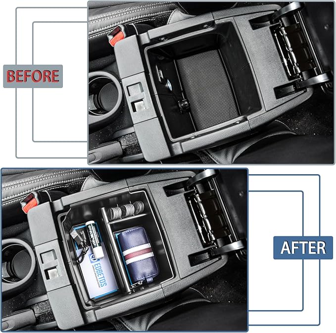 EDBETOS Center Console Organizer Tray Compatible with Jeep Wrangler JK/JKU 2011-2018 Rubicon Sport Sahara Accessories Armrest Storage Glove Box, (Blue Trim)