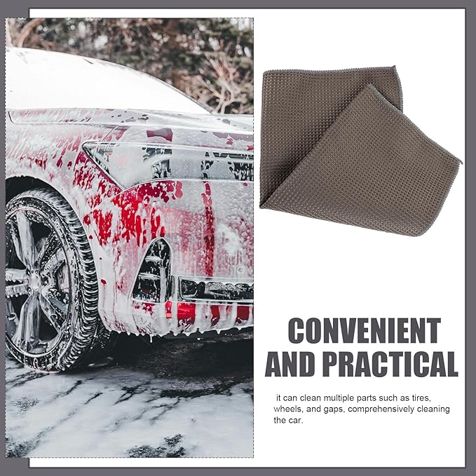 GALPADA Microfiber Car Care Towel 40x40cm Gray Waffle Pattern Absorbent Auto Detailing Cloth for Car Wash and Interior Cleaning