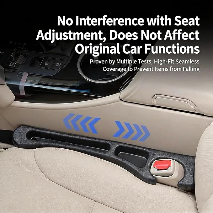 Car Seat Gap Filler Set of 2, Multifunctional Seat Side Gap Seam Filler Organizer with Phone Holder, Universal Fit Fill The Gap Between Seat & Console for Car, SUV, Truck