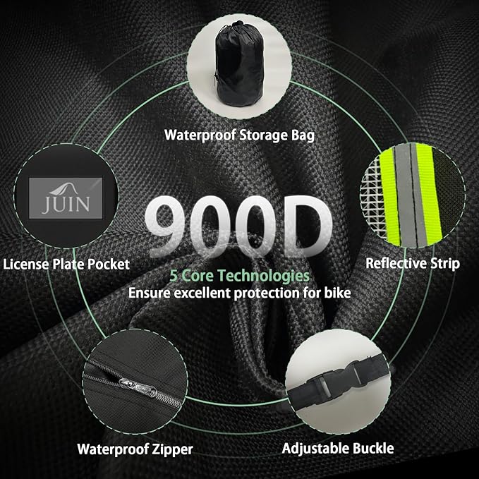 JUIN Bike Covers Outdoor Storage: 900D Heavy Duty Waterproof Bicycle Cover for Mountain Bikes - Motorcycle Travel Bike Cover for Transport on Rack - Outfits for 2 Bikes (Clear)